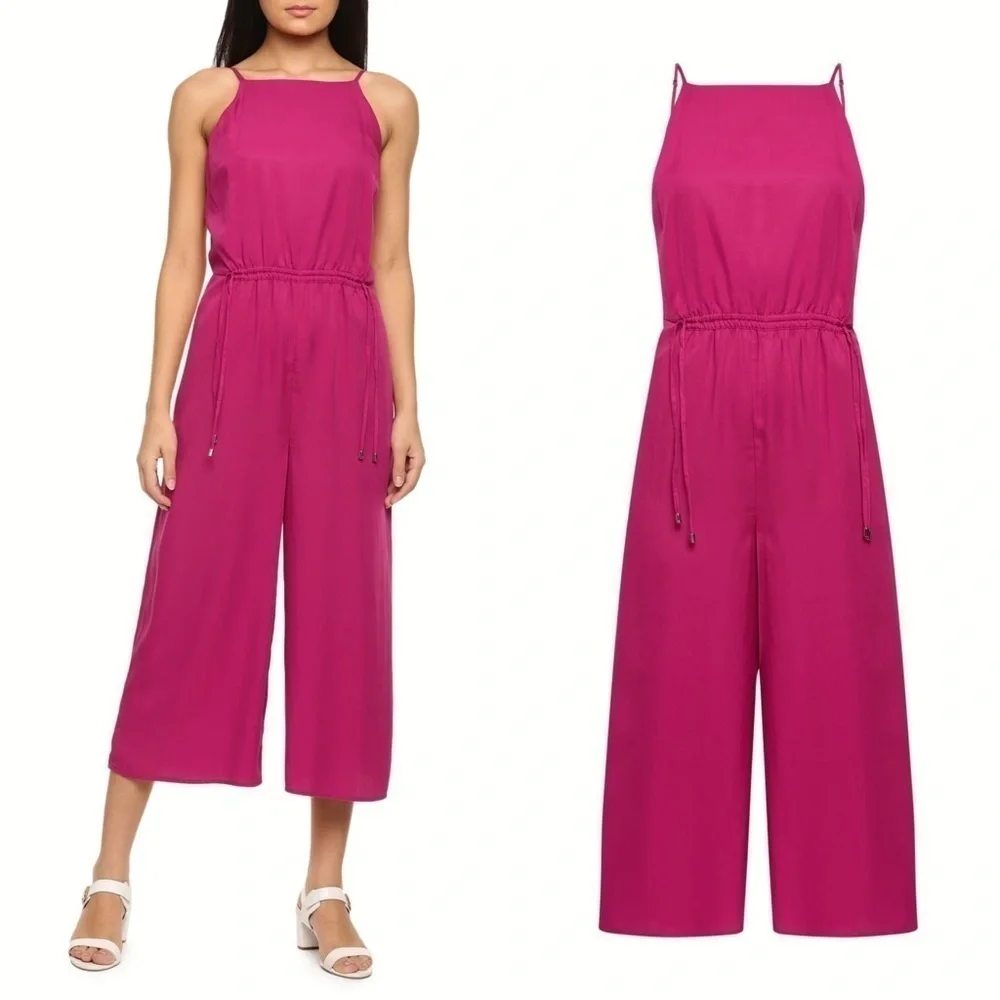NWT‎ TED BAKER Sleeveless Square Neck Wide Leg Ankle Crop Cinch Waist Jumpsuit 4 - Picture 8 of 16